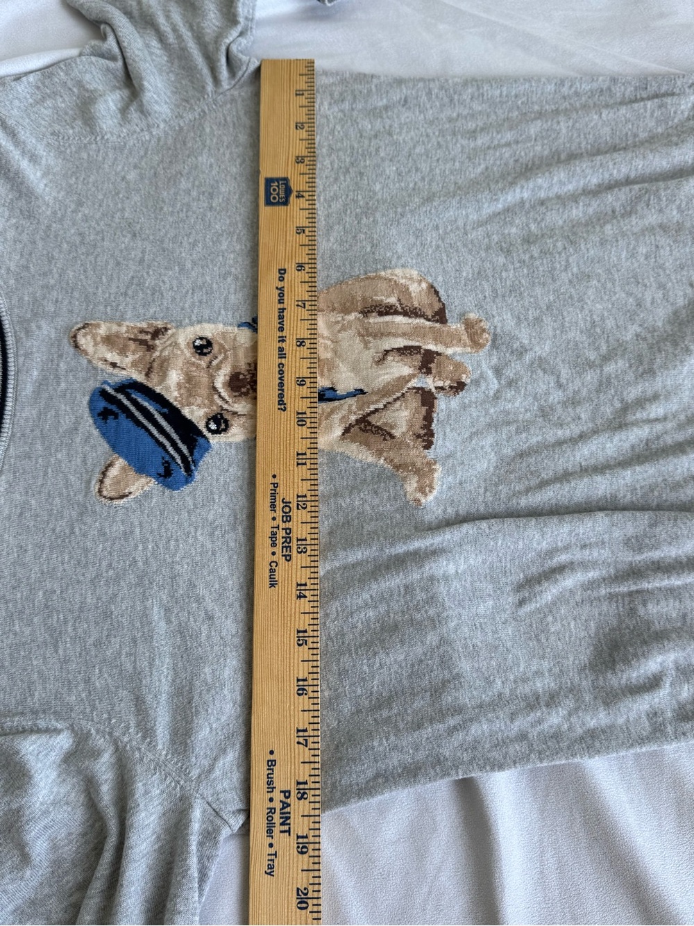 Talbots FRENCHIE DOG SWEATER women medium gray bulldog puppy cotton coastal - Picture 9 of 9